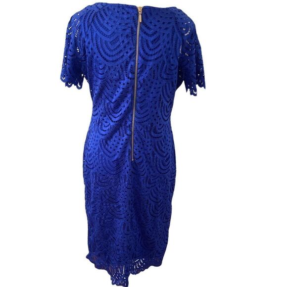 Ronni Nicole Dress Lace Knee Length Cobalt Blue Size 8 - Picture 2 of 7